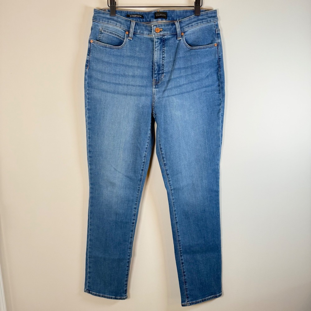 Talbots Straight Leg Jean Denim Blue Jeans Size 10 Rio Wash High Rise Stretch